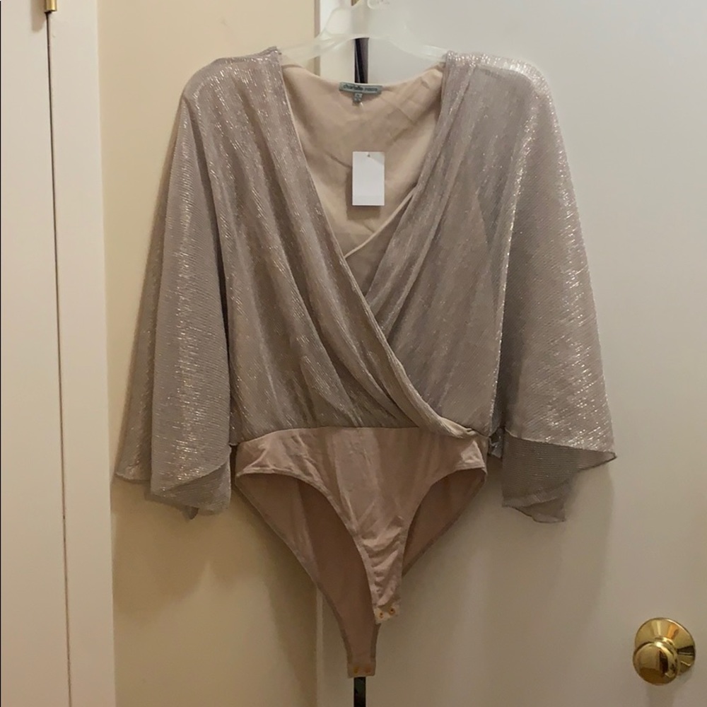 Gray/silver body suit